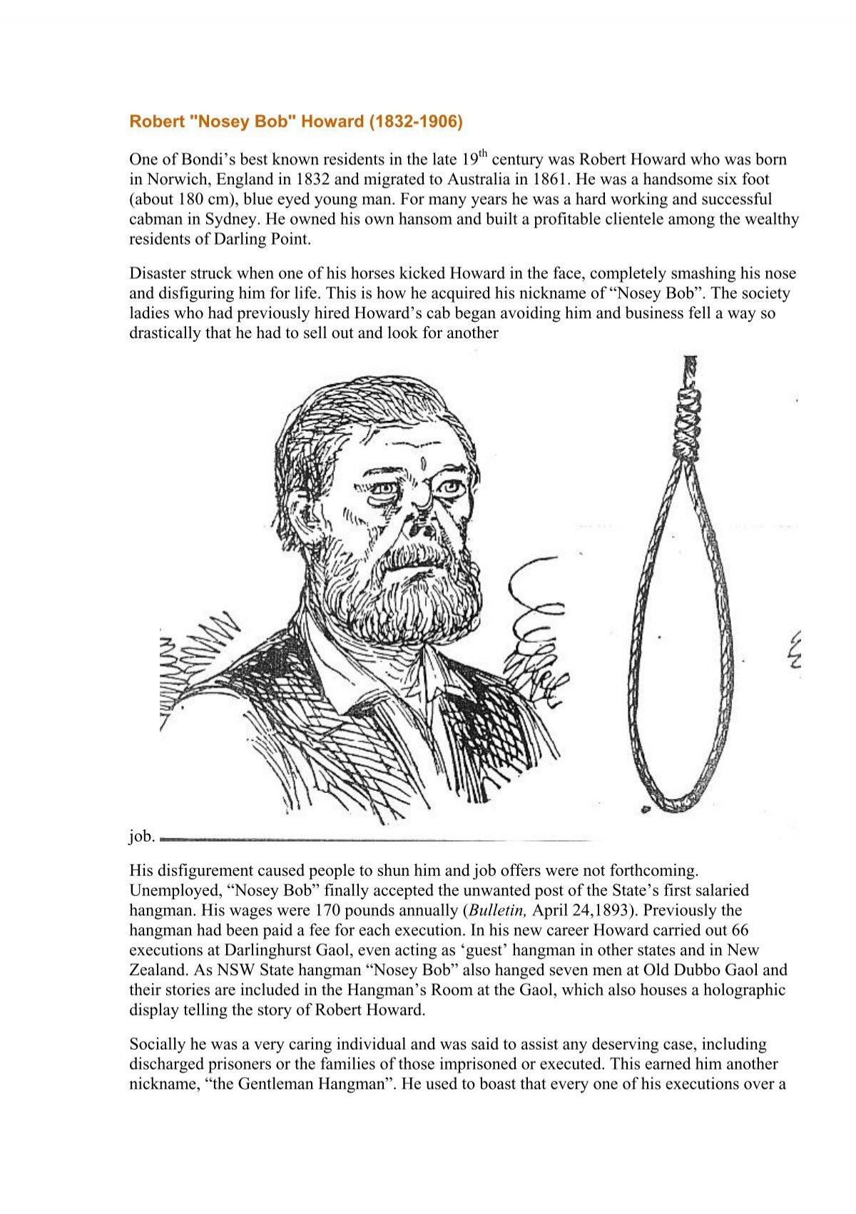 An uncommon hangman, the life and deaths of Robert 'Nosey Bob' Howard —  Professional Historians Australia
