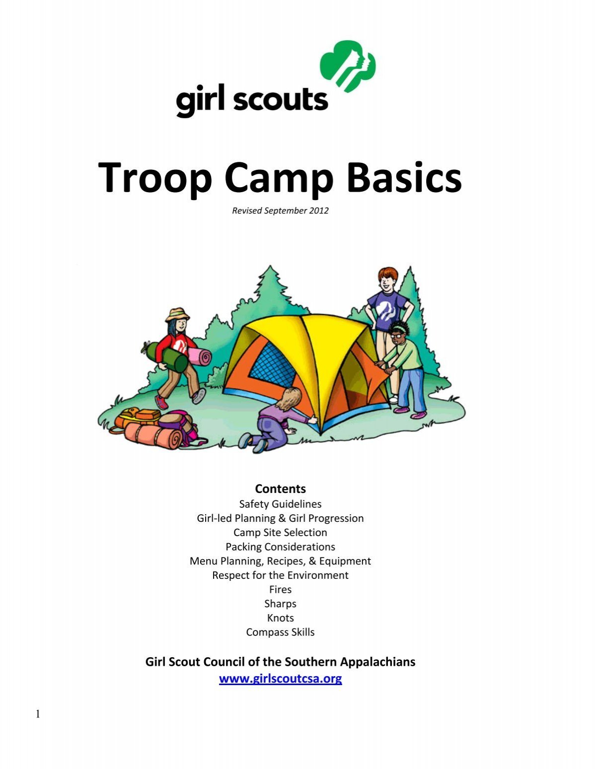 Troop Camp Basics Manual - Girl Scout Council - Appalachian