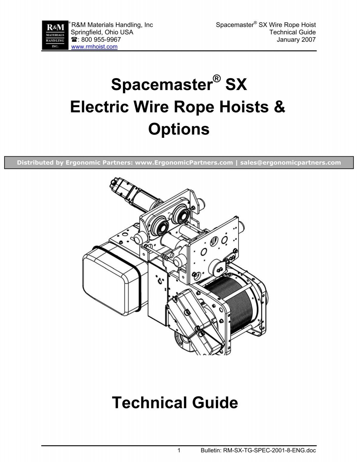 Spacemaster SX Electric Wire Rope Hoists & Options - Ergonomic