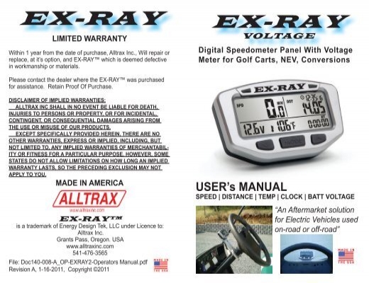 EXRAY Speedometer Temperature Sensor & Extension Cable