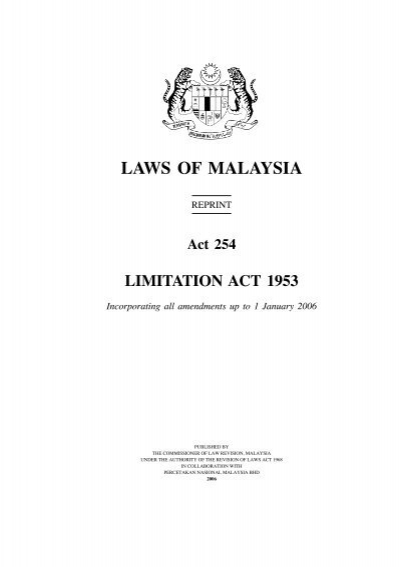 Act 254 Limitations Act 1953