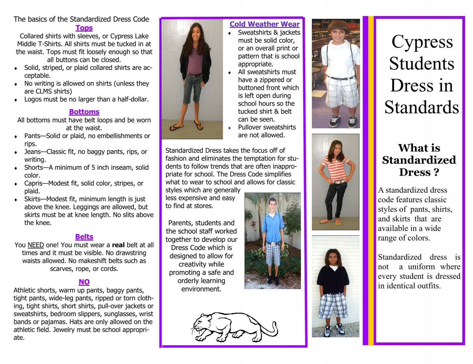 2009 Dress Code Brochure 1 Of 2 Cypress Lake Middle School - roblox high school clothes codes pjs