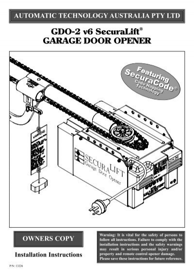 Gdo 2v6 Securalift Manual National, Garage Door Installation Instructions