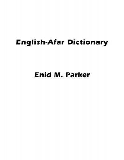 murder upright Pen pal English-Afar Dictionary Enid M. Parker - Dunwoody Press