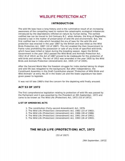 Wild Life Protection Act-1972