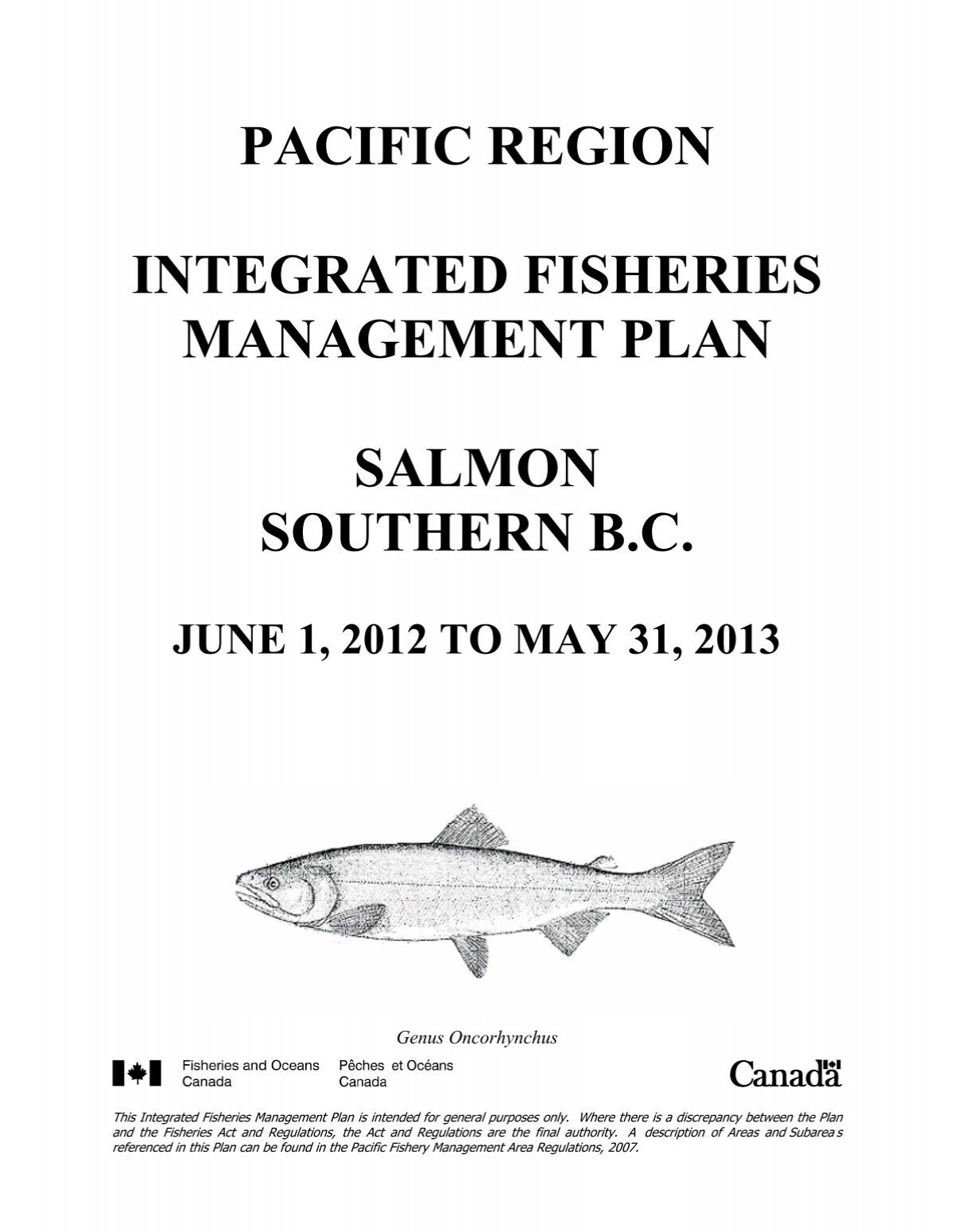 pacific region integrated fisheries management plan salmon