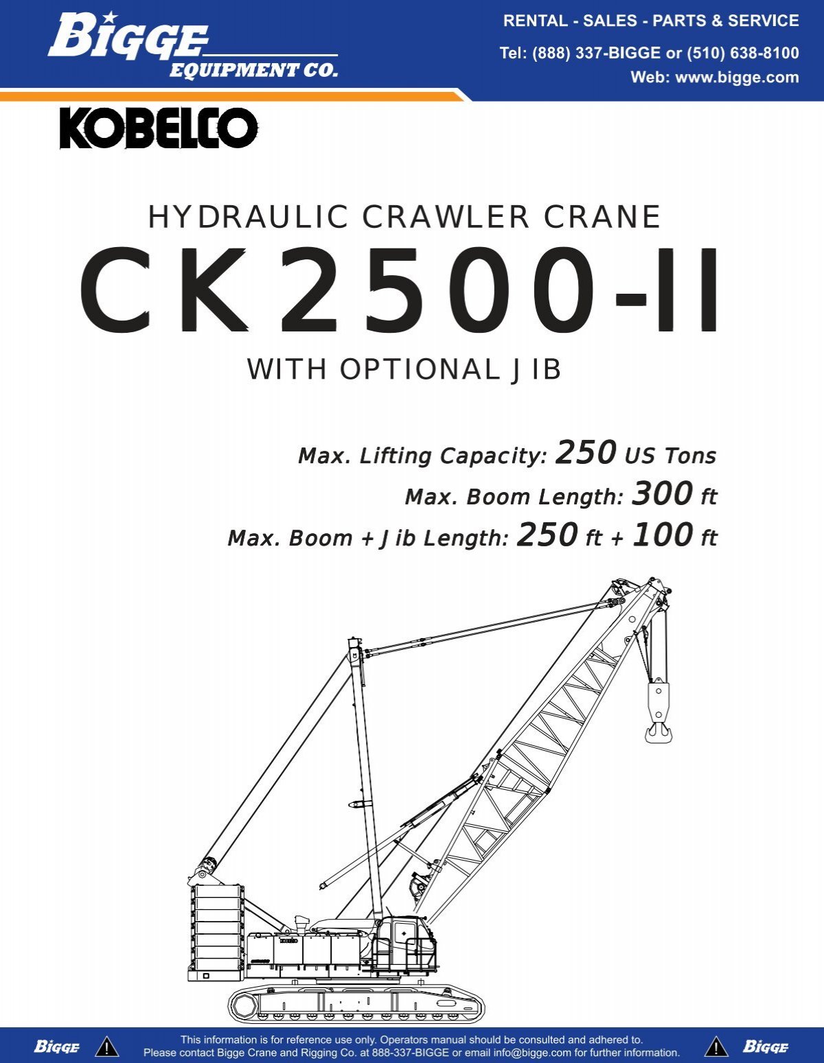Kobelco 300 Ton Crawler Crane Load Chart