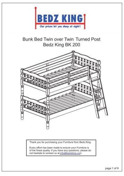 Post Twin Over Bunk Bed Beds, Whalen Furniture Bunk Bed Assembly Instructions