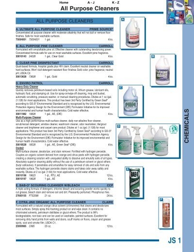 All Purpose Cleaners CHEMICALS - CR Systems