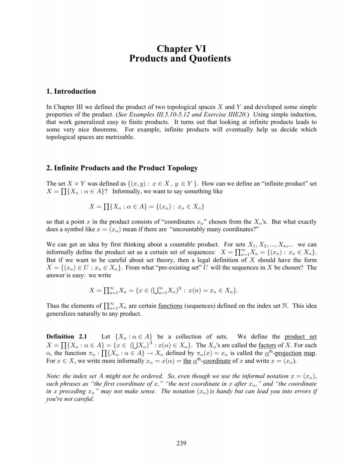 Chapter 6 Products And Quotients Department Of Mathematics
