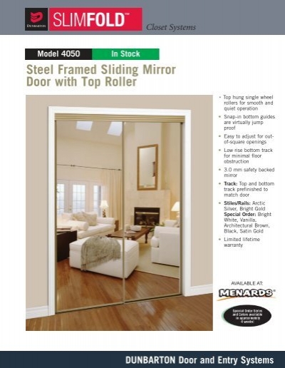 Steel Framed Sliding Mirror Door With, Sliding Mirror Door Snap In Guide