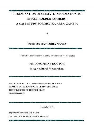 A Case Study For Mujika Area Zambia Etd Db University Of The
