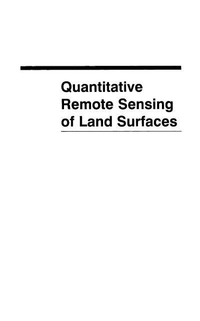 Quantitative Remote Sensing of Land Surfaces - Spatial Academy
