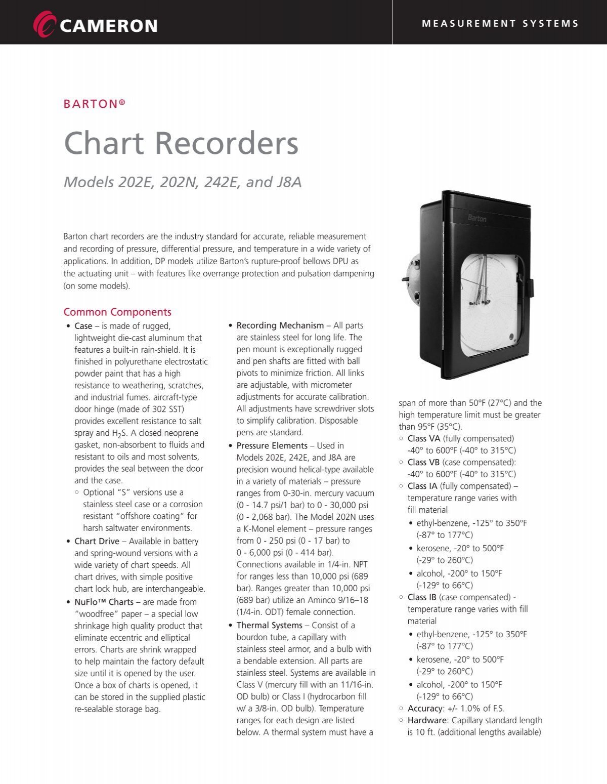 Barton Chart Recorder Parts List