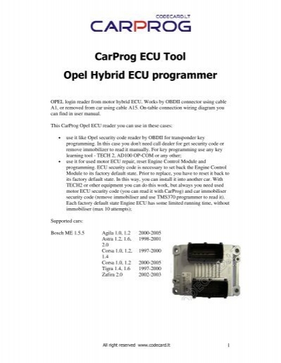 Carprog Opel Ecu Programmer User Manual
