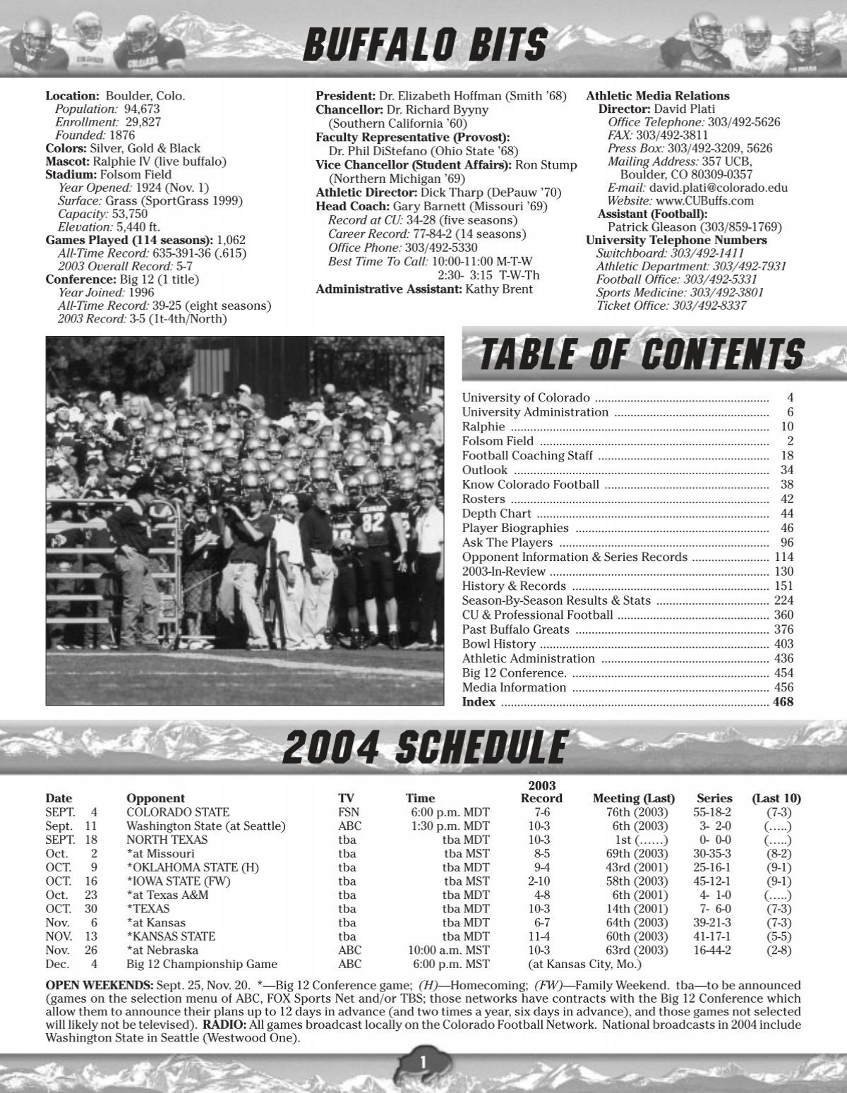 BUFFALO BITS 2004 SCHEDULE - Collegefootballdatadvds.com