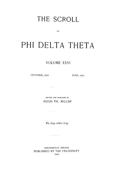 1901 Volume 26 No 1–5 - Phi Delta Theta Scroll Archive