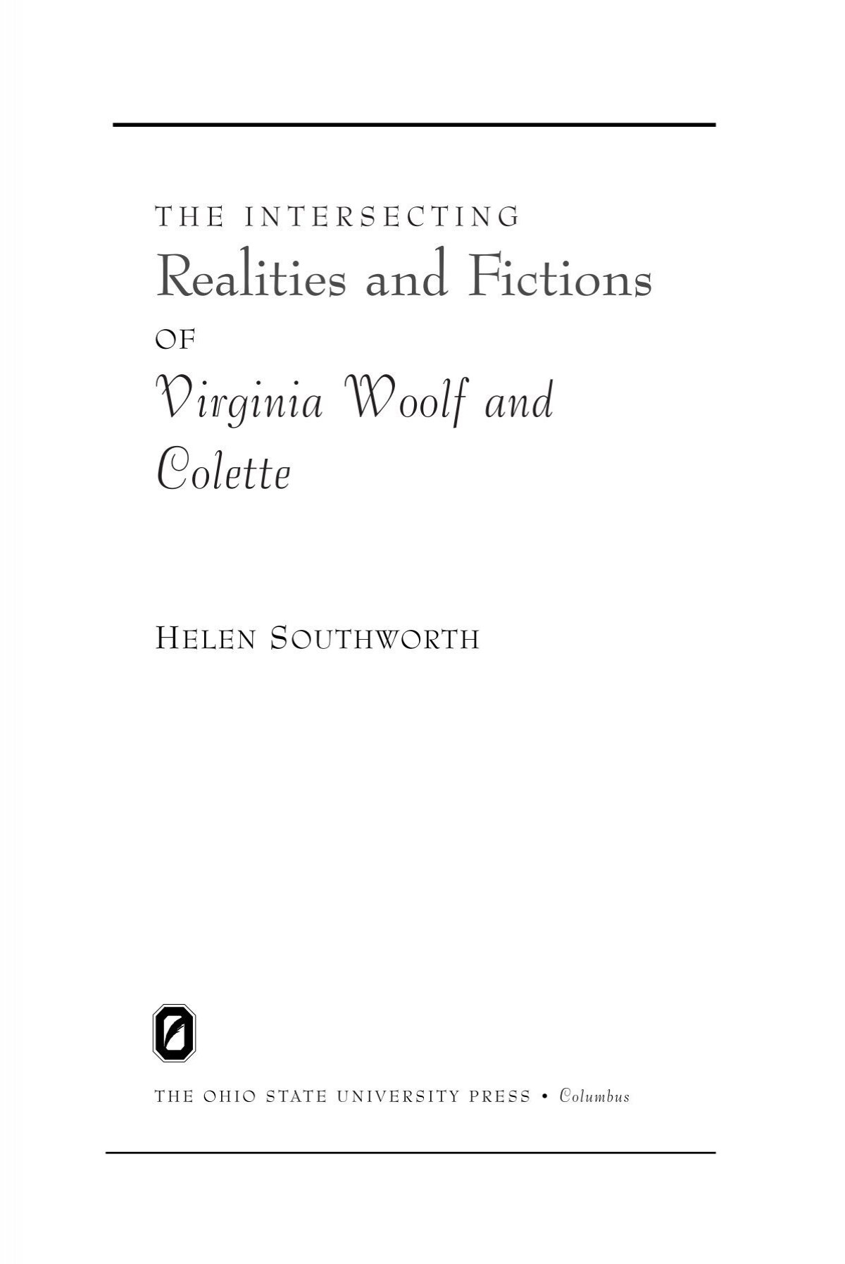 Virginia Woolf and Colette - The Ohio State University Press