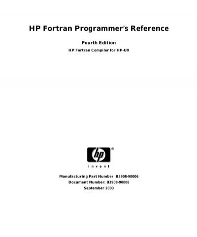 Hp Fortran Programmer S Reference