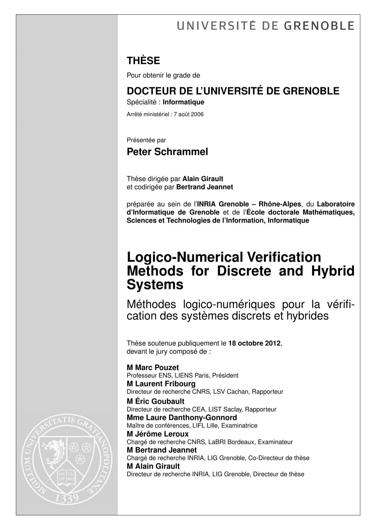 Logico Numerical Verification Methods For Discrete And Hybrid