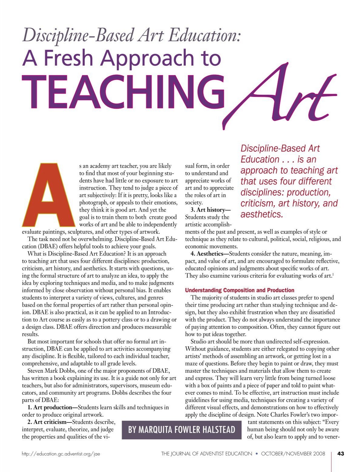discipline based art education lesson plans