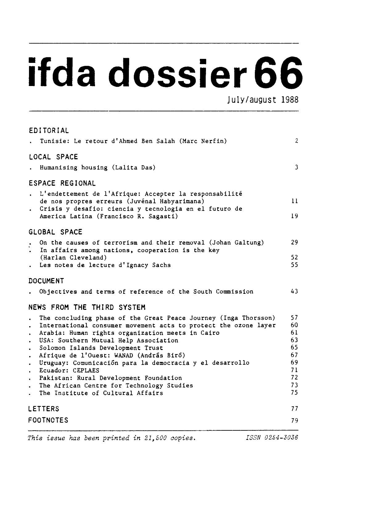 Ifda dossier 66, July/August 1988
