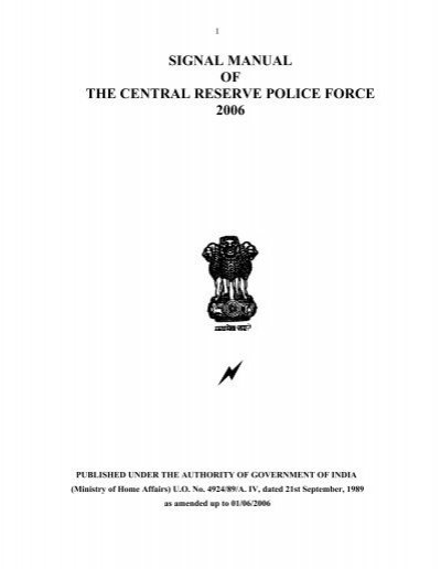 Crpf Signal Manual Central Reserve Police Force