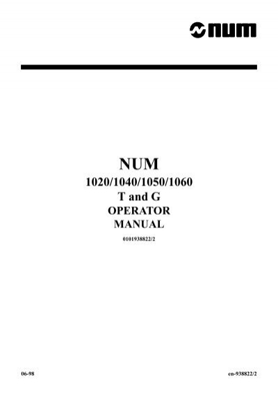 NUM 720 CNC Installation manual Ed 09-88 No 938694 Original manual 