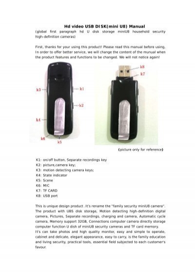 Hd video USB DISK(mini U8) Manual - Spy Tec