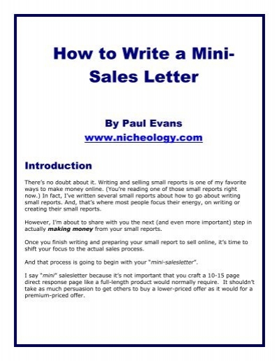 How To Write A Mini Sales Letter