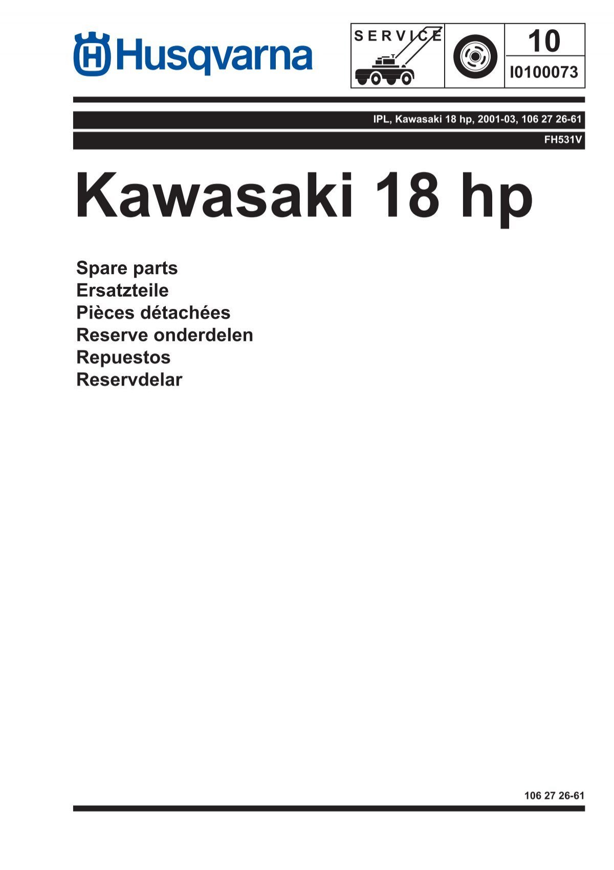 IPL, Kawasaki 18 hp, FH531V, 2001-03, - Husqvarna