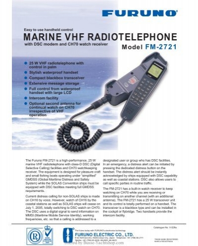 FURUNO FURUNO HS-2721 RB-2721 Handset f/FM-2721 Marine VHF Radiotelephone PERFECT! 