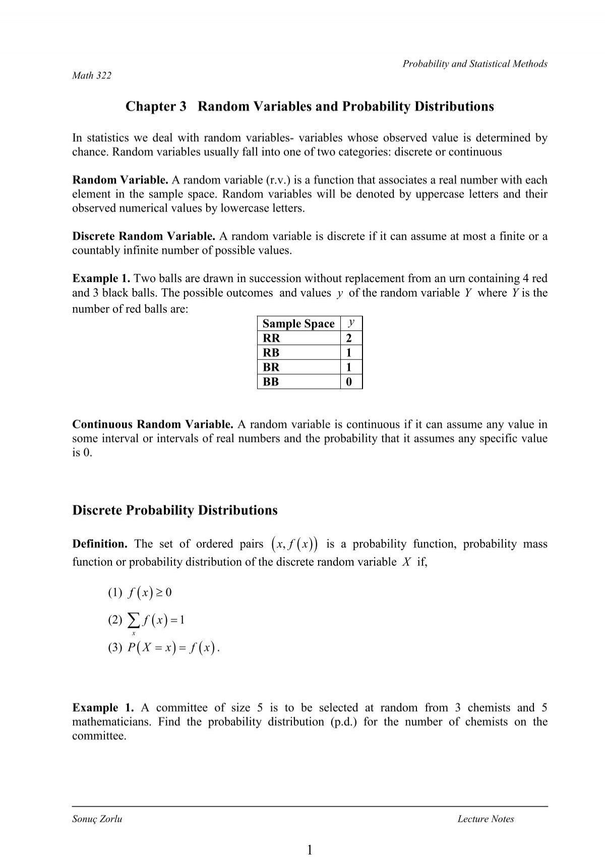 Chapter 3 Random Variables And Probability Distributions