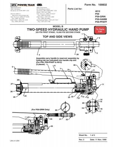 2-Speed SPX Power Team P59 Single Acting Manual Pump 