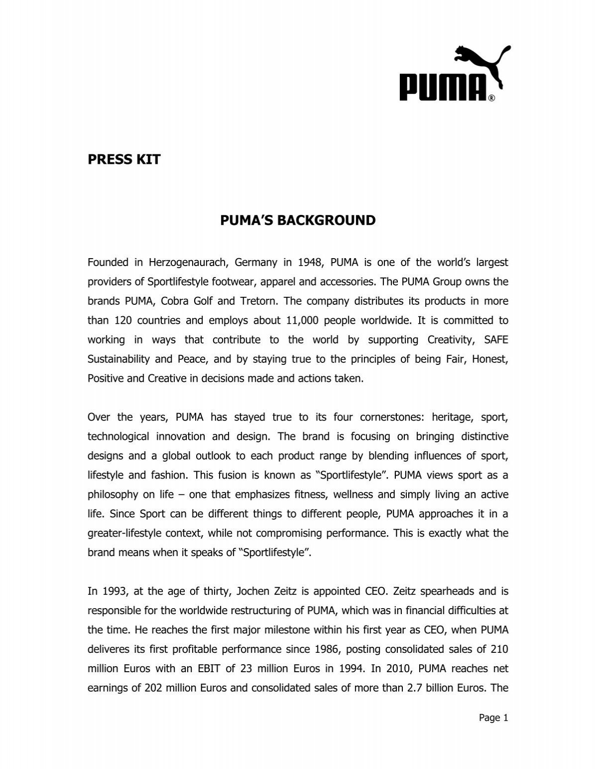 Background PDF download - About PUMA