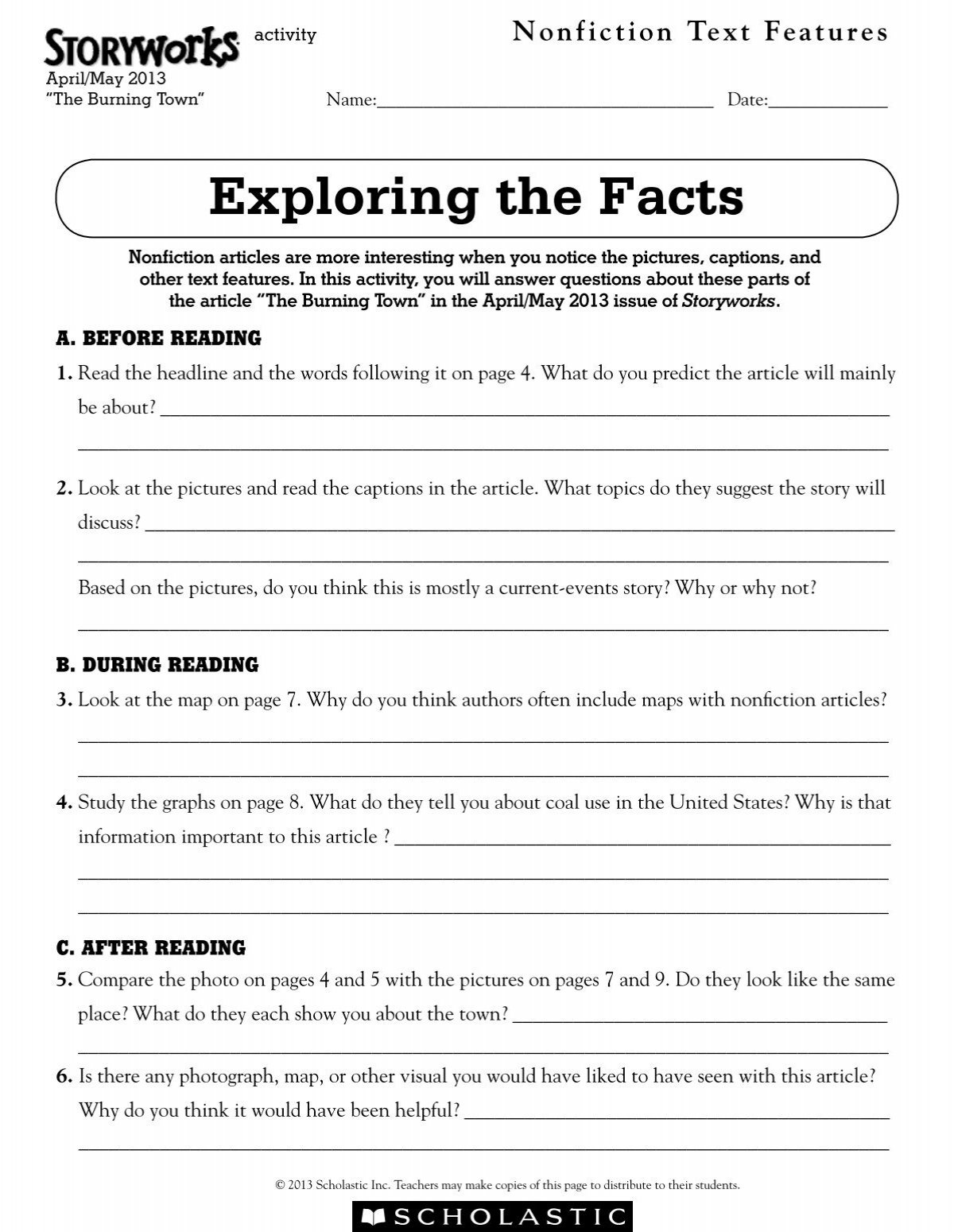 Exploring The Facts Storyworks Scholastic