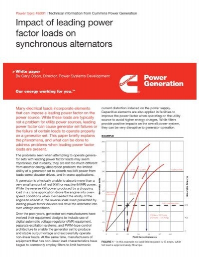 Impact of leading power factor loads on synchronous ... - Cummins Inc.