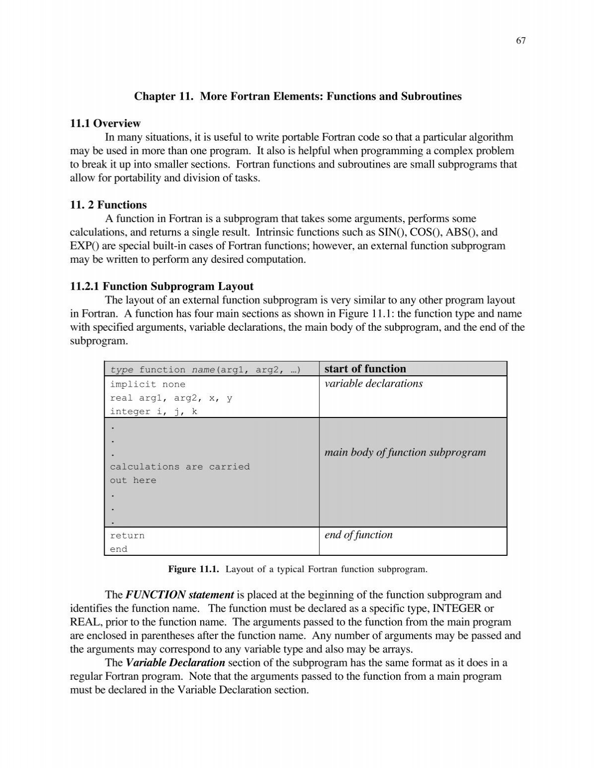 Chapter 11 More Fortran Elements Functions And Subroutines 11 1