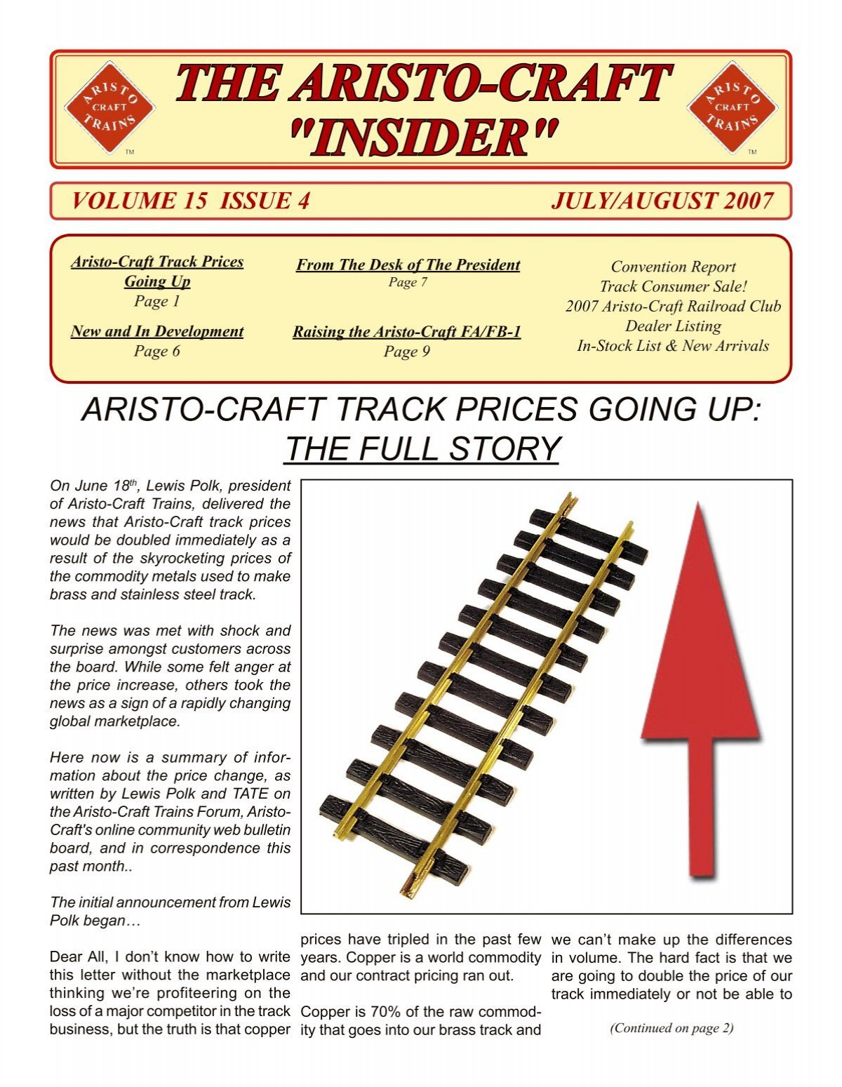 THE ARISTO-CRAFT INSIDER - G Scale News