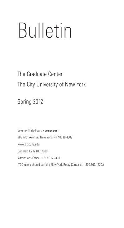 CUNY - Graduate The Bulletin Center