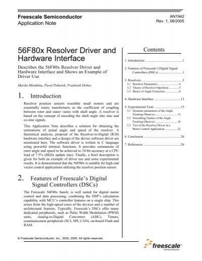56F80x Resolver Driver and Hardware Interface - Freescale