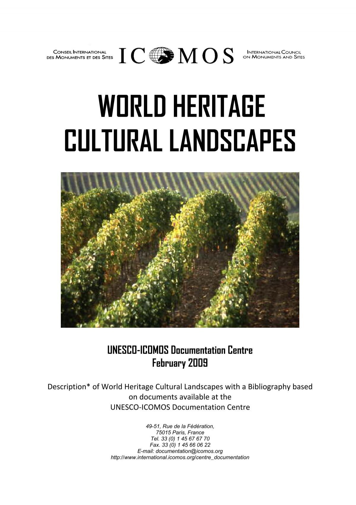 World heritage cultural landscapes - Icomos
