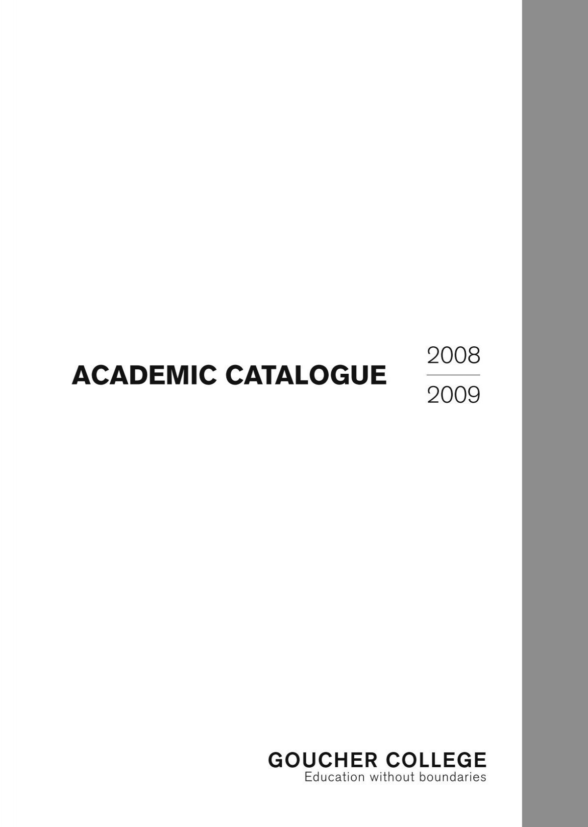 Academic Catalogue 2008-09 - Goucher College