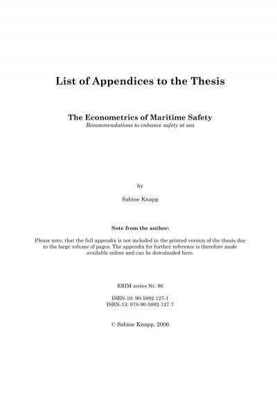 appendices in thesis