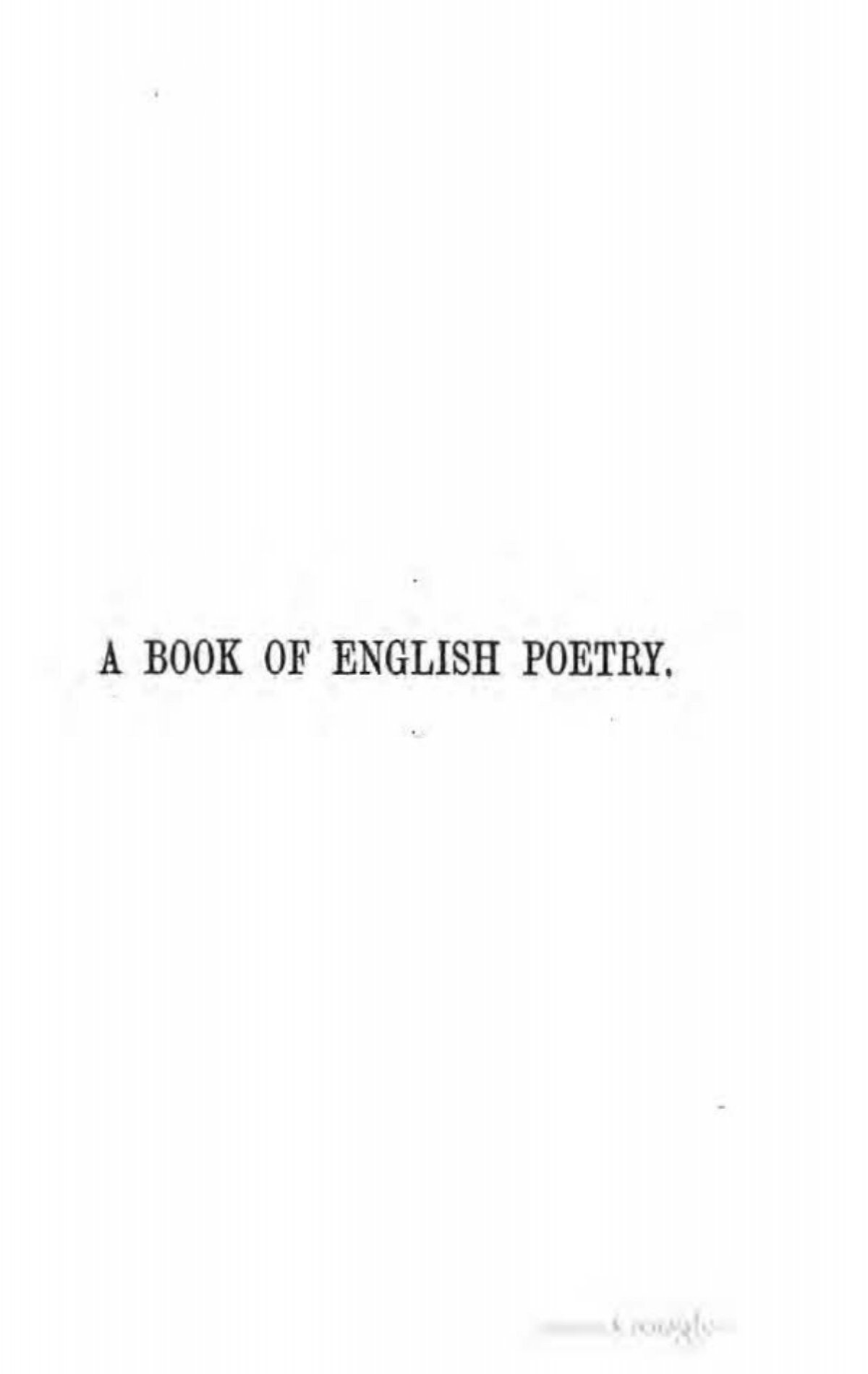 A Book Of English Poetry Ed By T Shorter