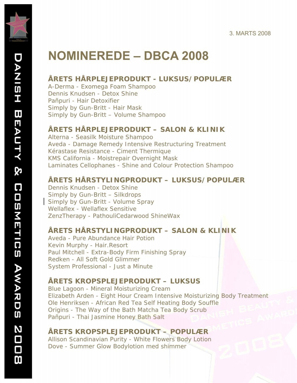 pdf] nominerede – dbca 2008 - Hair