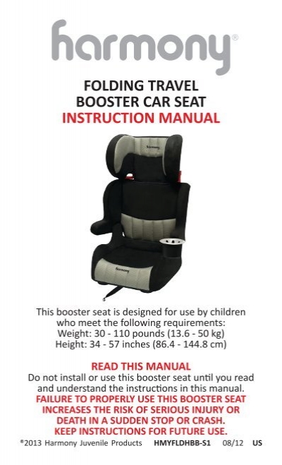 Folding Travel Booster Car Seat, Harmony Car Seat Booster