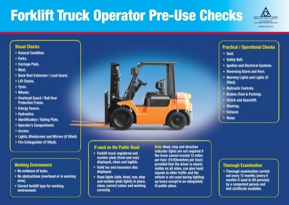 Forklift Truck Operator Pre Use Checks