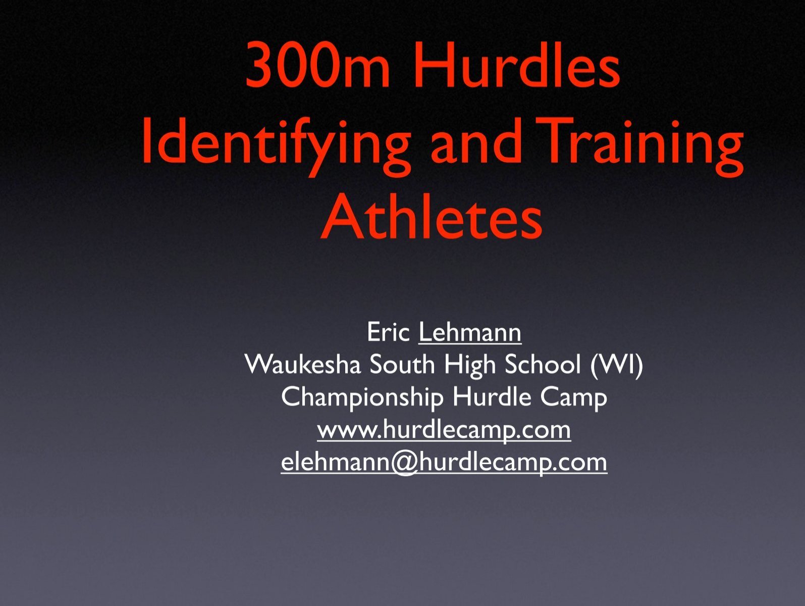 Identifying And Training 300m Hurdle