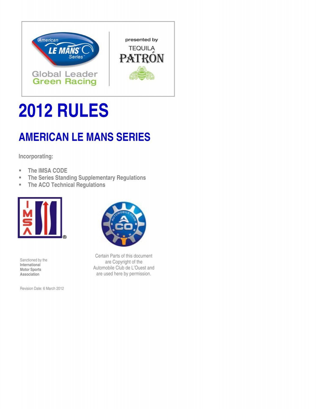 2012 RULES - the International Motor Sports Association